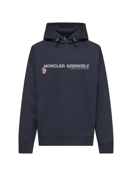 Hoodie Moncler Grenoble με αυτόγραφο με κορδόνι μαύρο