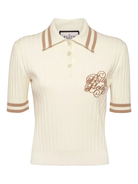 Polo Philipp Plein cu broderie alb