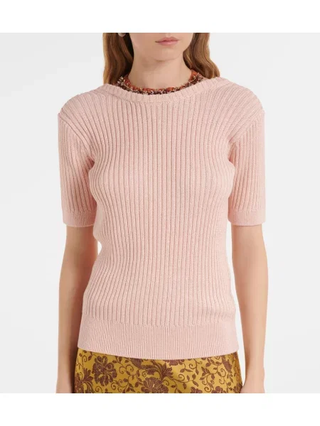 Pulover Dries Van Noten cu broderie roz