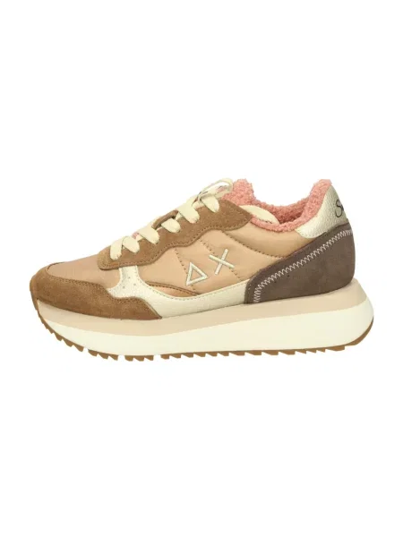 Sneakersy Sun68 zamszowe typu teddy brązowe
