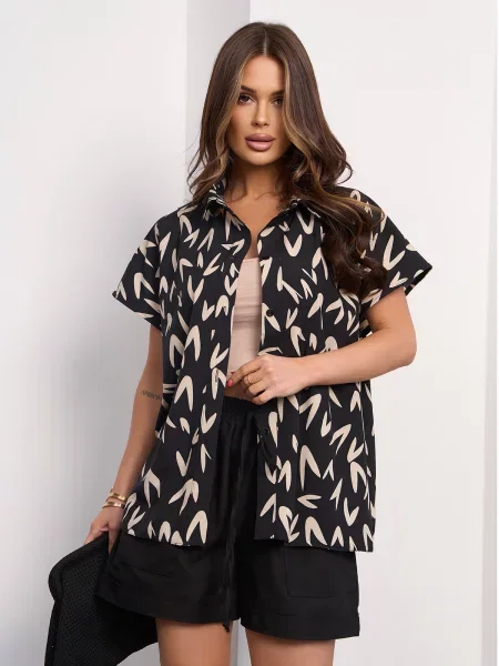 Сорочка ISSA Plus комбінований верх чорний