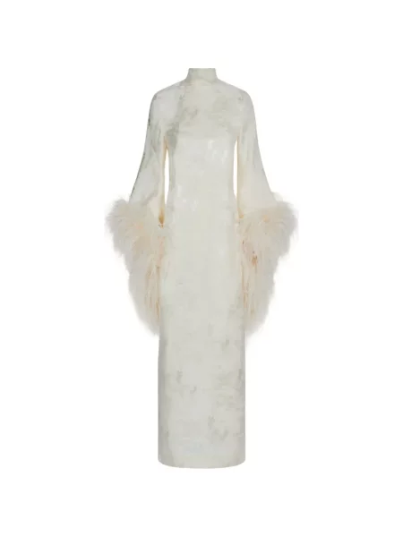 Rochie midi Taller Marmo cu pene alb