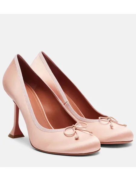 Pantofi cu toc Amina Muaddi din satin roz