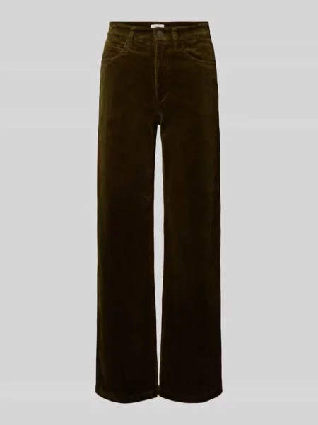 Spodnie sztruksowe z szerokimi nogawkami z mieszanki bawełny Marc O'polo Denim zielone