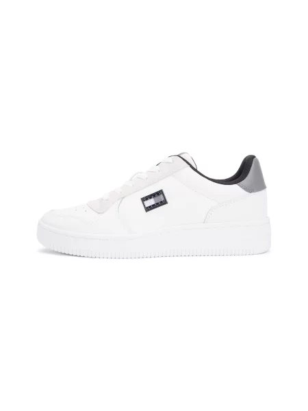 Tommy Jeans Teniși din piele RETRO BASKET alb
