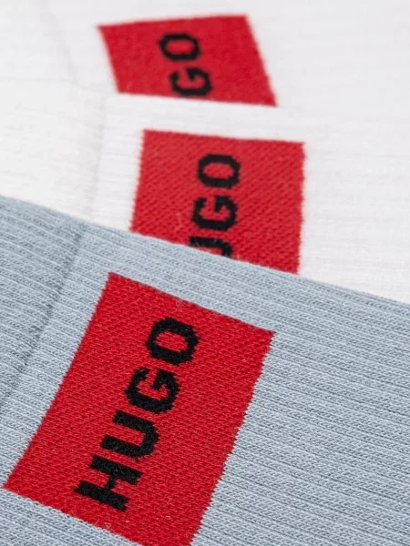 HUGO ponožky s bavlnou 3P QS RIB LABEL CC modré