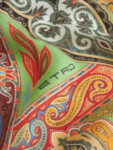 Kašmyro raštuotas šalikas Etro su paisley raštu žalia