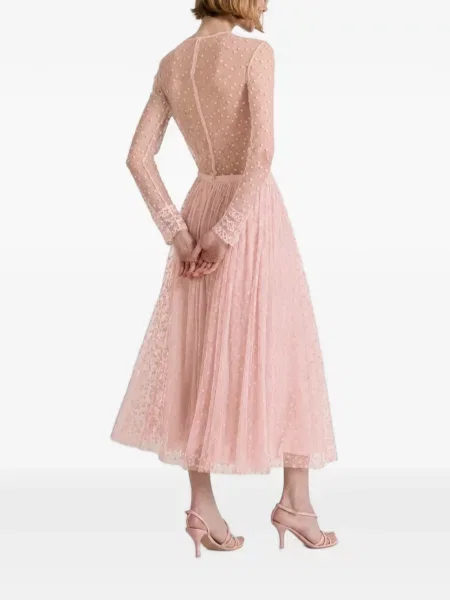 Fustă midi Alberta Ferretti cu broderie roz