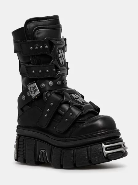 New Rock cizme de piele CRUST NEGRO TOWER NEGRO ACERO