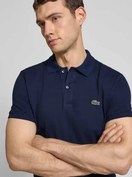 Koszulka polo o kroju slim fit z czystej bawełny Lacoste niebieska