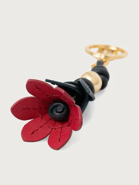 Furla obesek za ključe usnjen Allegra Poppy Keyring rdeča