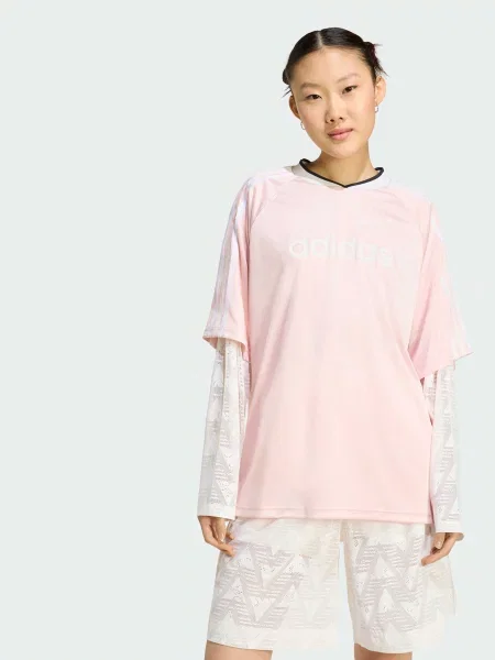Переработанный лонгслив Adidas розовый