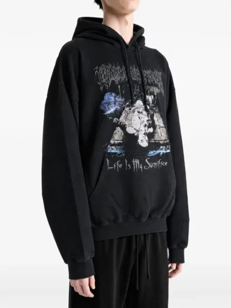 Hoodie Vetements με σχέδιο με κορδόνι μαύρο