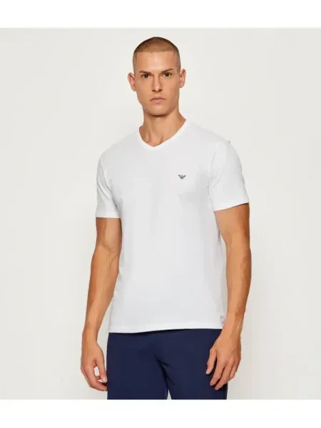 Tricou Emporio Armani cu decolteu în U alb