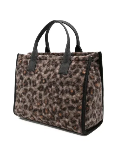 Geantă shopper Kurt Geiger London cu imagine cu model leopard din canvas maro