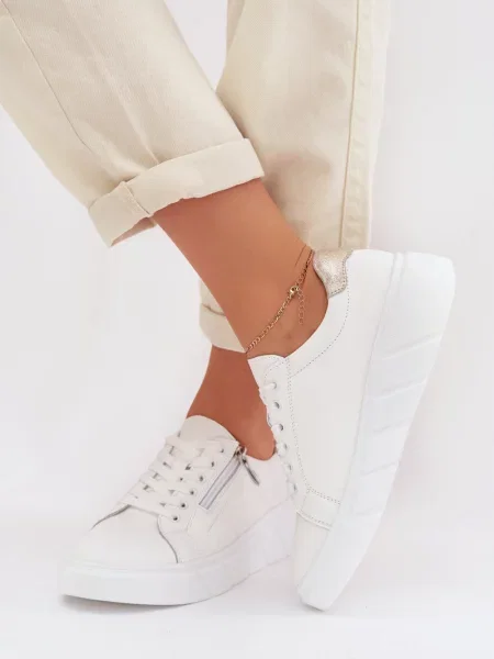 Kožené mokasíny Evento bílé