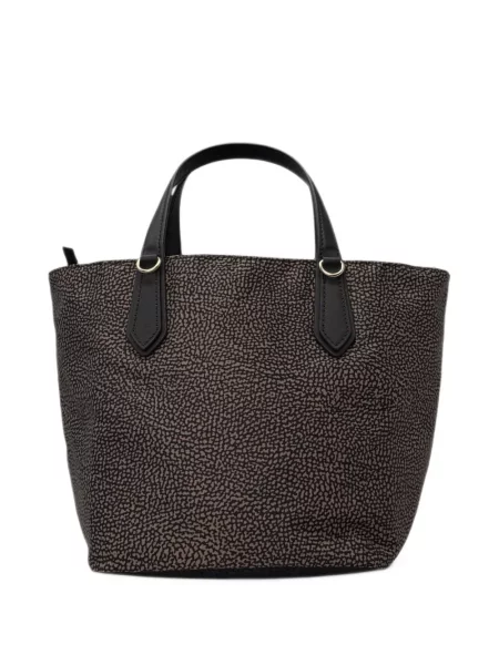 Geantă shopper Borbonese cu imagine maro