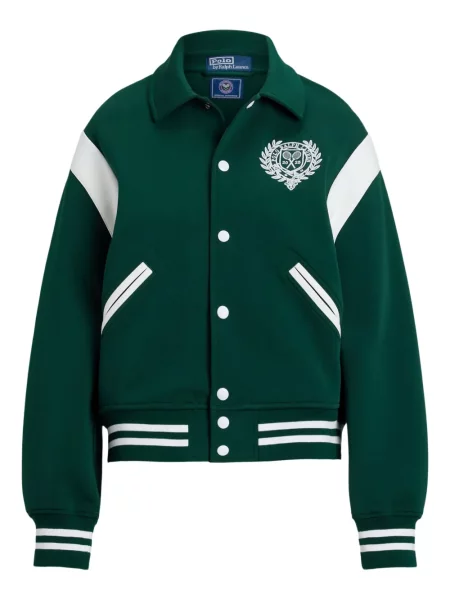 Tricou Polo Ralph Lauren din piele cu broderie în carouri maro
