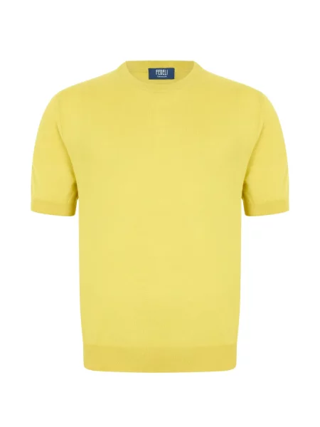 Scurt tricou Fedeli cu decolteu rotund galben