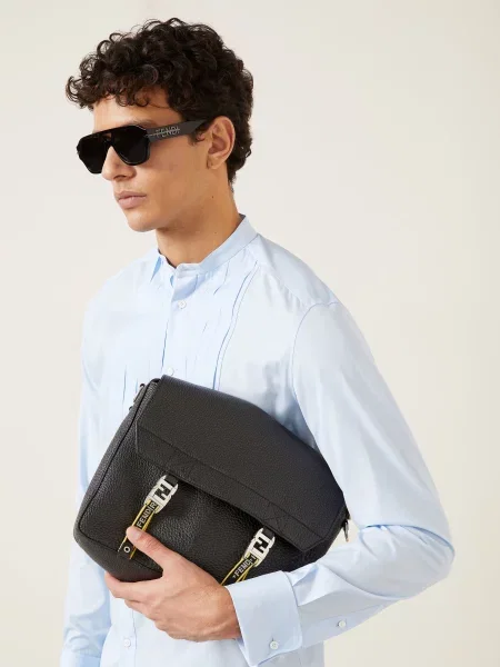 Fendi Kabelka Přes Rameno Flow Medium / stříbrná černá