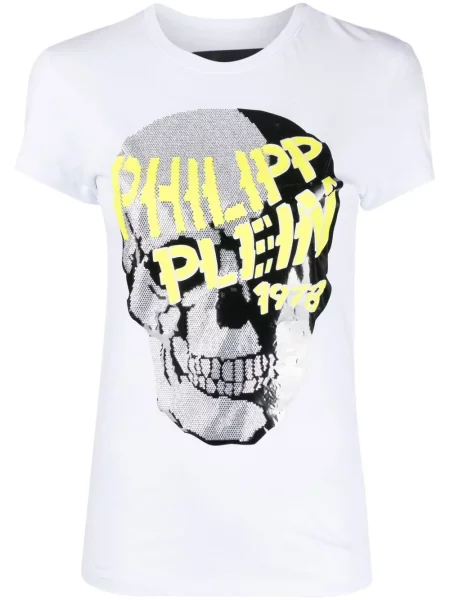 Tricou Philipp Plein cu decolteu în V alb