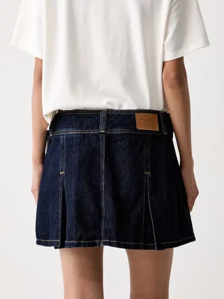 Levi's spódnica sztruksowa INVERTED PLEAT MINI granatowa