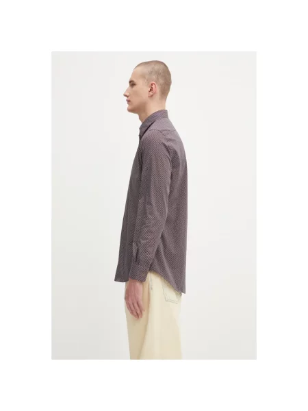 Paul Smith koszula 0 bordowy regular z kołnierzykiem klasycznym fioletowa
