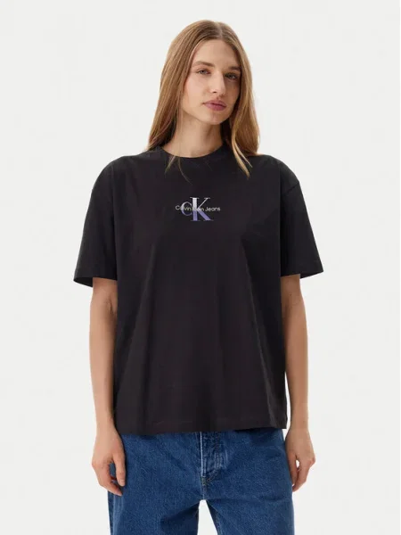 Calvin Klein Jeans Póló | Boyfriend fit fekete