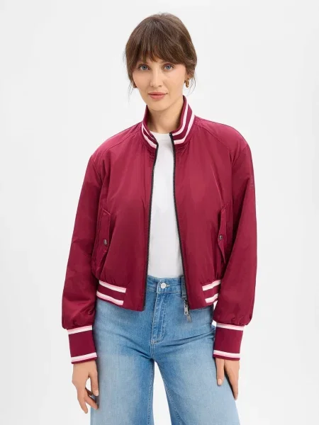 Marc Cain dwustronna kurtka bomber Kobiety czerwony|wielokolorowy wzorzysty 36 czerwony