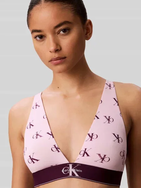 Biustonosz typu bralette z wzorem na całej powierzchni model LIGHTLY LINED TRIANGLE' Calvin Klein Underwear różowa