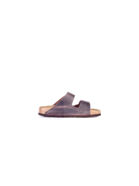 Klapki Birkenstock skórzane brązowe
