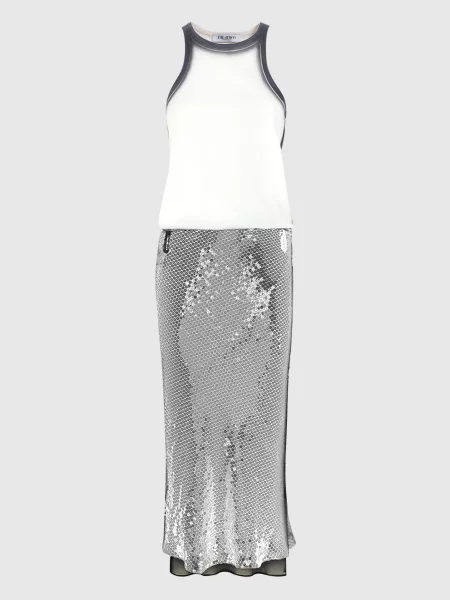 Сукня міді з паєтками The Attico біла