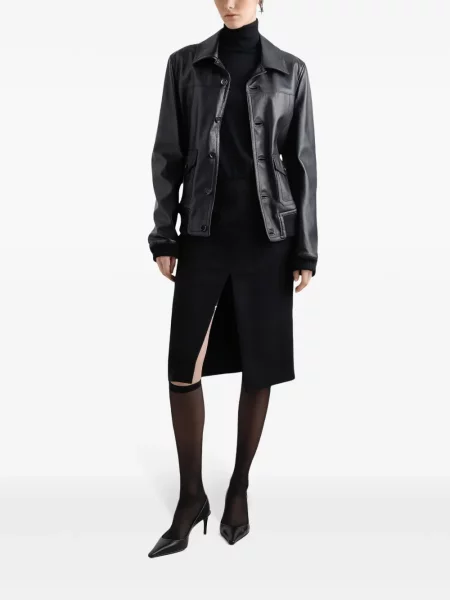 Fustă midi Dolce & Gabbana până la genunchi cu crăpătură negru