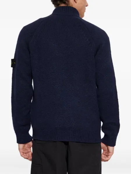 Pulover Stone Island de lână cu strasuri albastru
