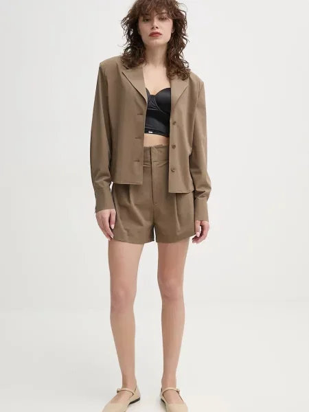 Шорти ISABELLE BLANCHE однотонні висока посадка бежевий