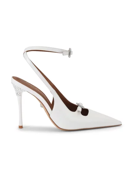 Kurt Geiger London pantofi cu stiletto din piele Buckle Point Court White alb
