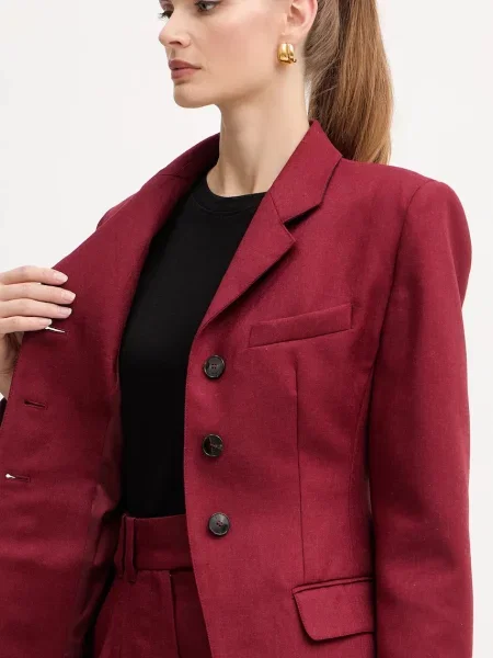 Вовняний піджак Marella однобортний візерунок бордовий