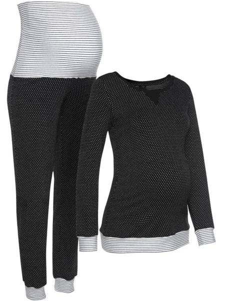 VIVANCE Pijama negru alb