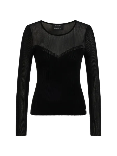 Žebrované tričko Marccain černé