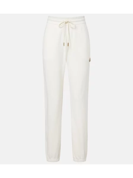 Pantaloni sport Moncler din jerseu alb