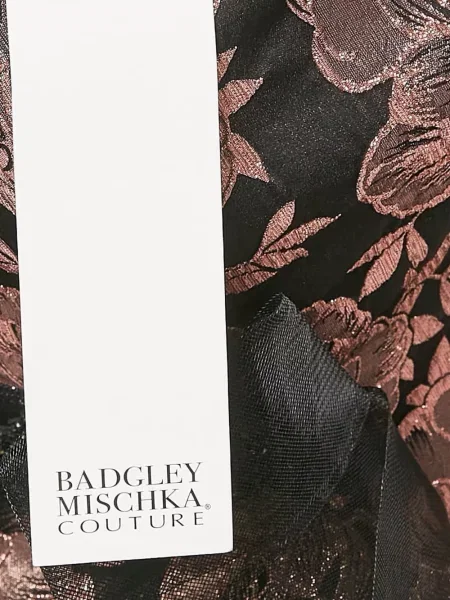 Жакардова костюм макси рокля Badgley Mischka на цветя черно