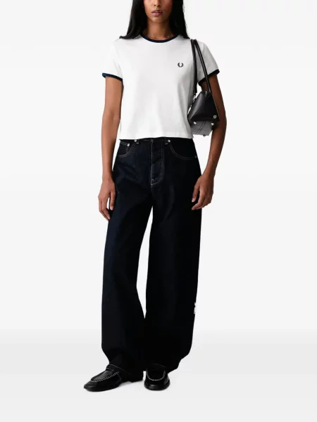 Tricou Fred Perry cu broderie alb