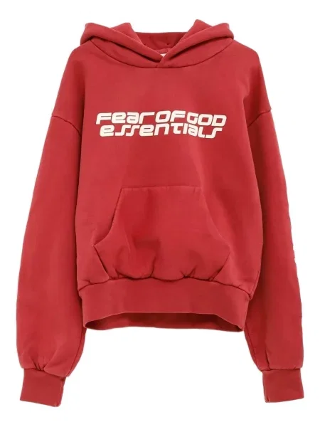 Hanorac cu glugă Fear Of God Essentials cu imagine roșu