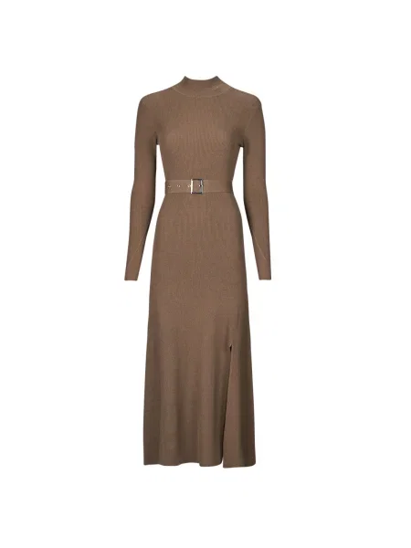 Rochie Karl Lagerfeld tricotate cu cataramă de costum bej