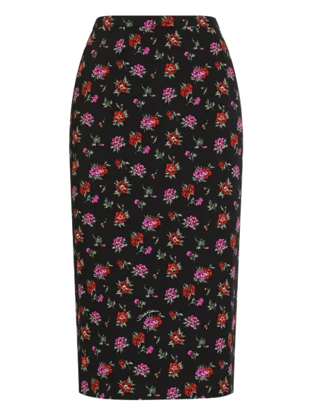 Fustă midi Dolce & Gabbana cu model floral până la genunchi negru