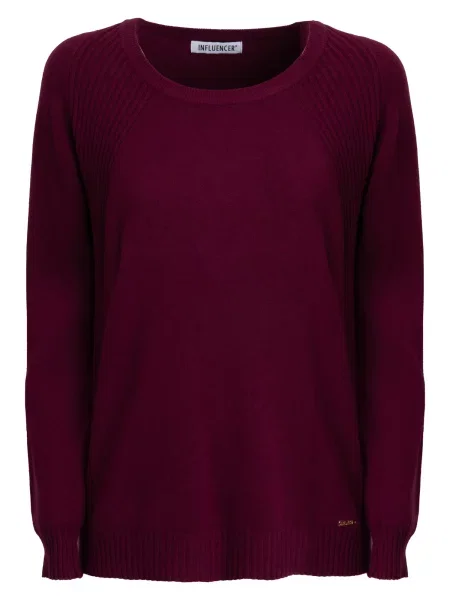 Influencer Pulover Ribbed merlot roșu