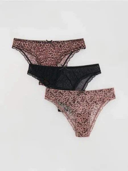 Reserved 3 perechi chiloți tip bikini din plasă maro