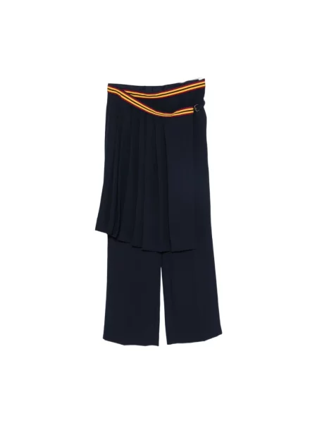 Spodnie Dries Van Noten z krepy niebieskie