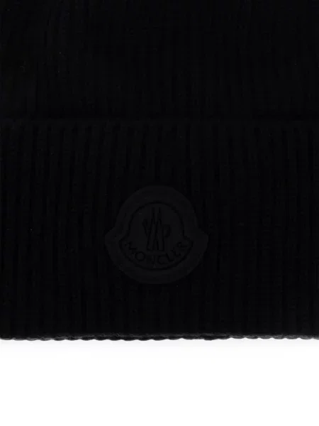 Căciulă Moncler tricotate cu autograf negru