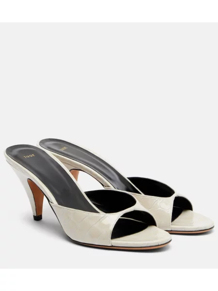 Usnjene lakirane mules Jude bela